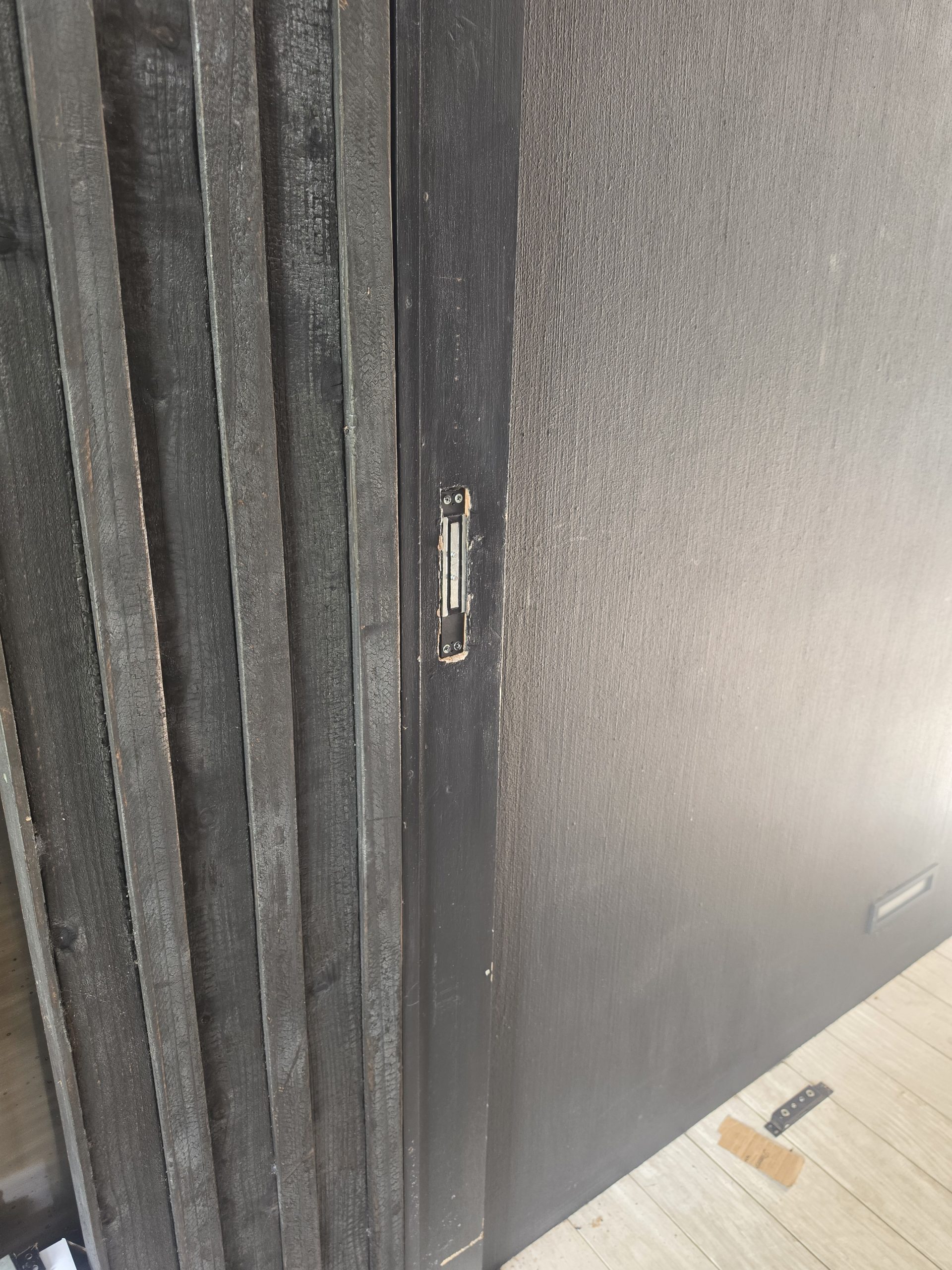 Shear maglock hardware on Umdloti wooden door — Zapture access control installation
