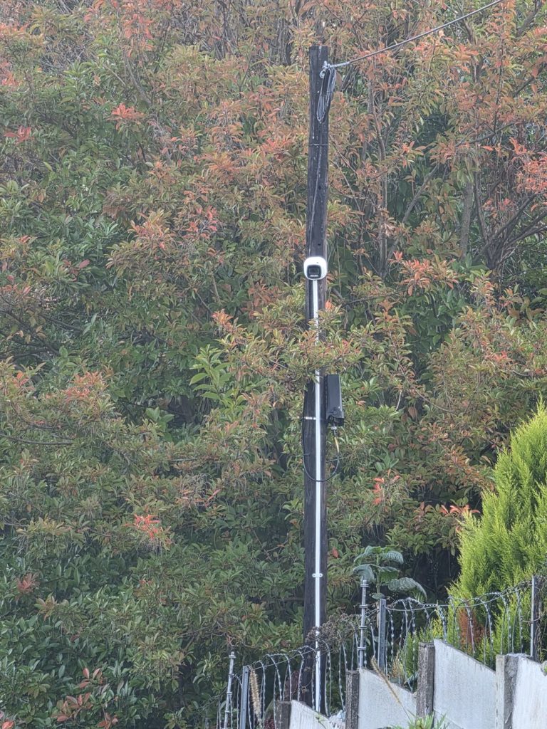 Outdoor CCTV camera installed on a pole